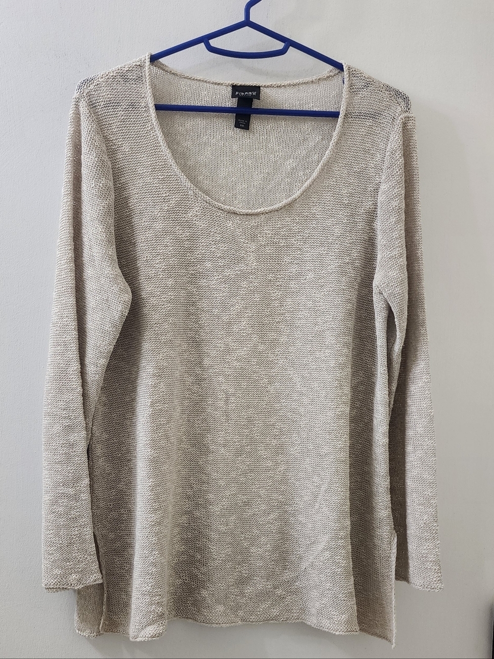 Eileen Fisher Cream Open-Knit Sweater Top